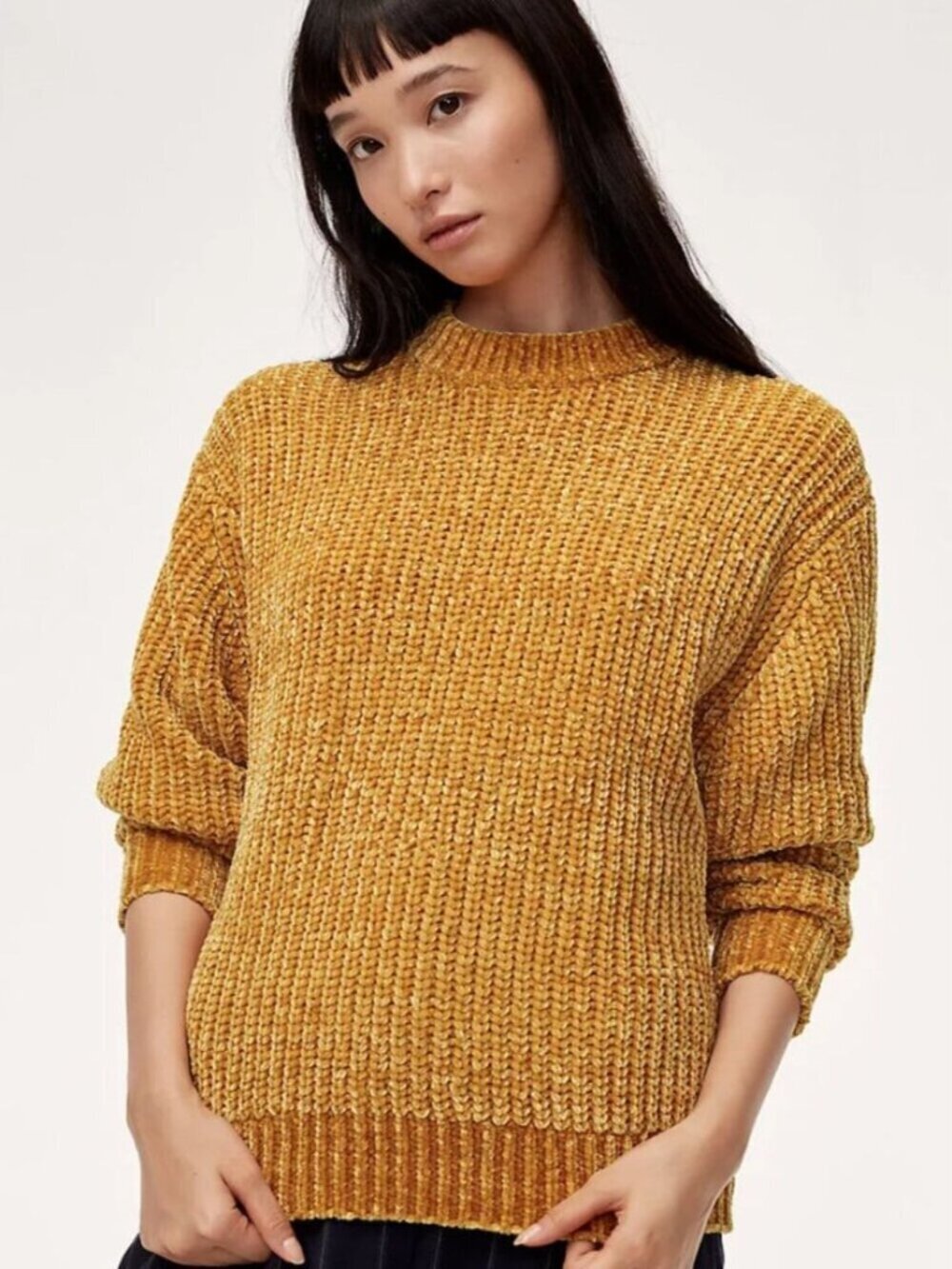 Aritzia Wilfred Salette Knitted Sweater in Cairo Gold Yellow Orange Size Small
